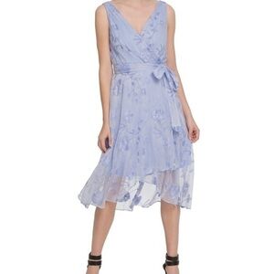 DKNY Lavender Floral Embroidered Asymmetric Hem Midi Dress 4 Fairycore Whimsical